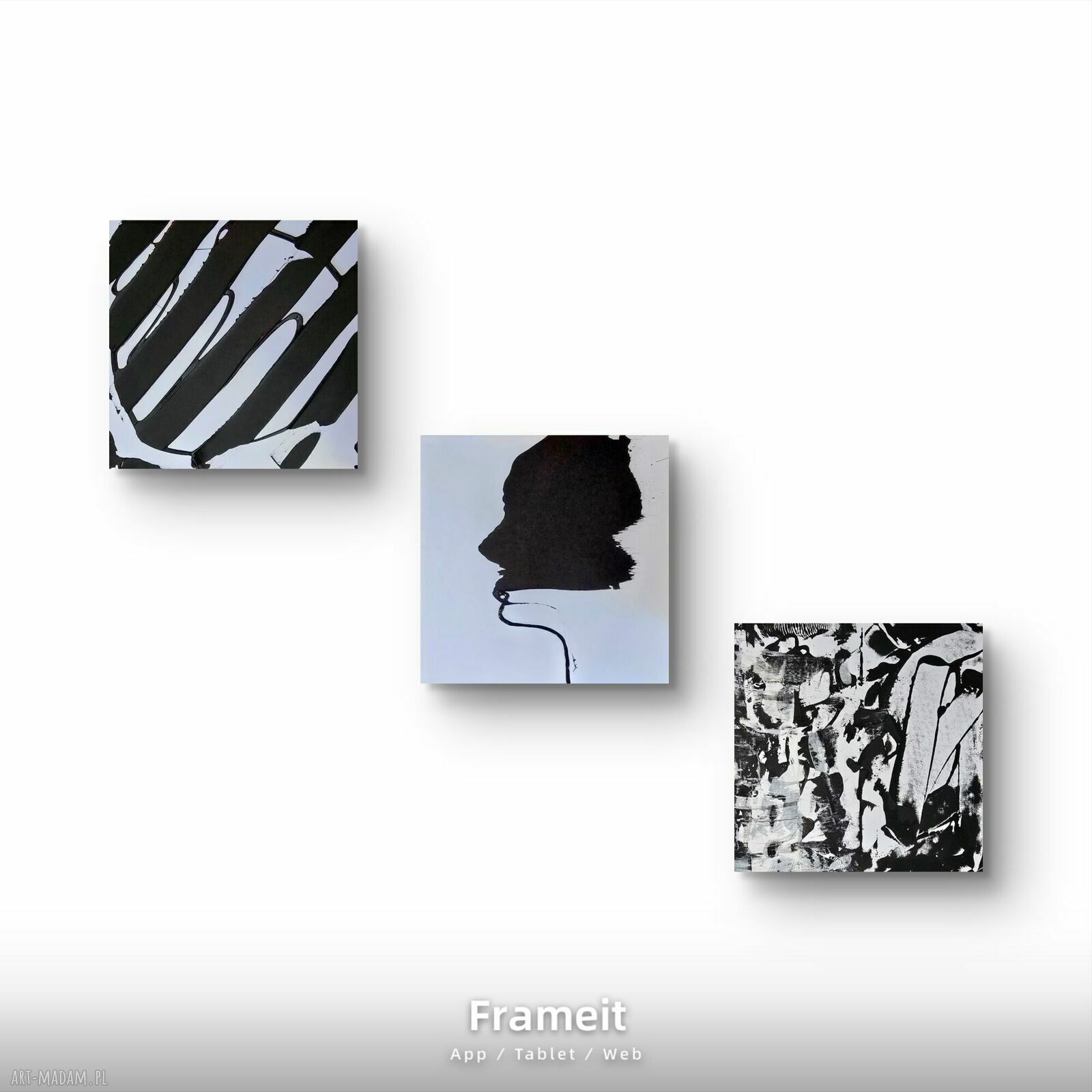 Kompozycja Black&white - obraz abstrakcyjny minimalizm 50x50 cm