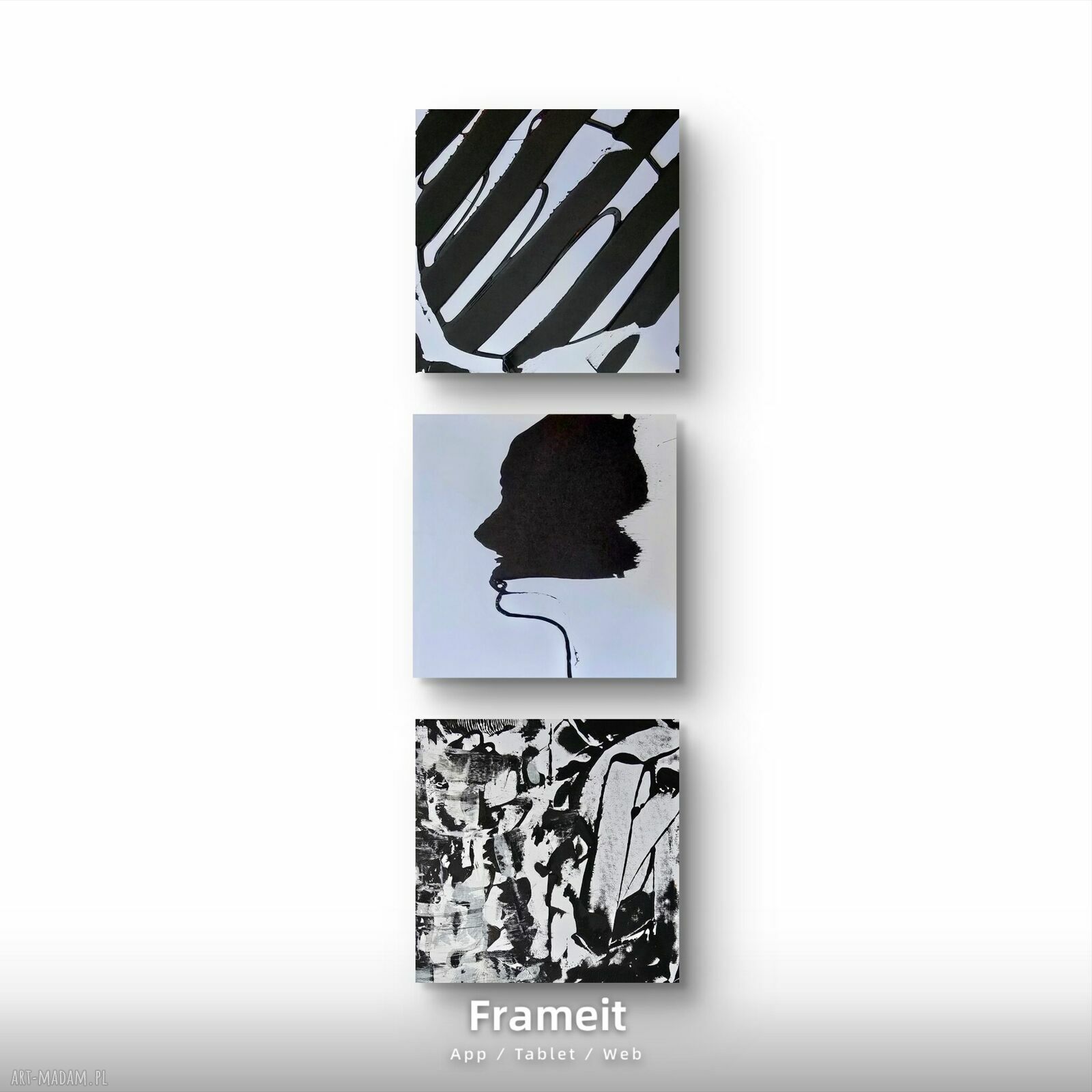Kompozycja Black&white - obraz abstrakcyjny minimalizm 50x50 cm