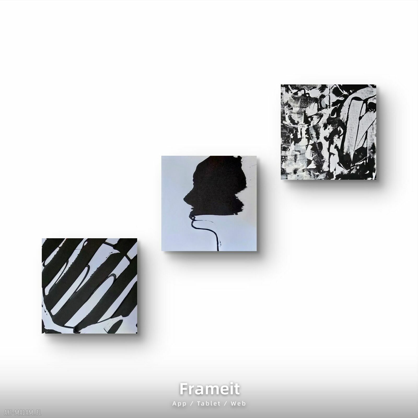 Kompozycja Black&white - obraz abstrakcyjny minimalizm 50x50 cm