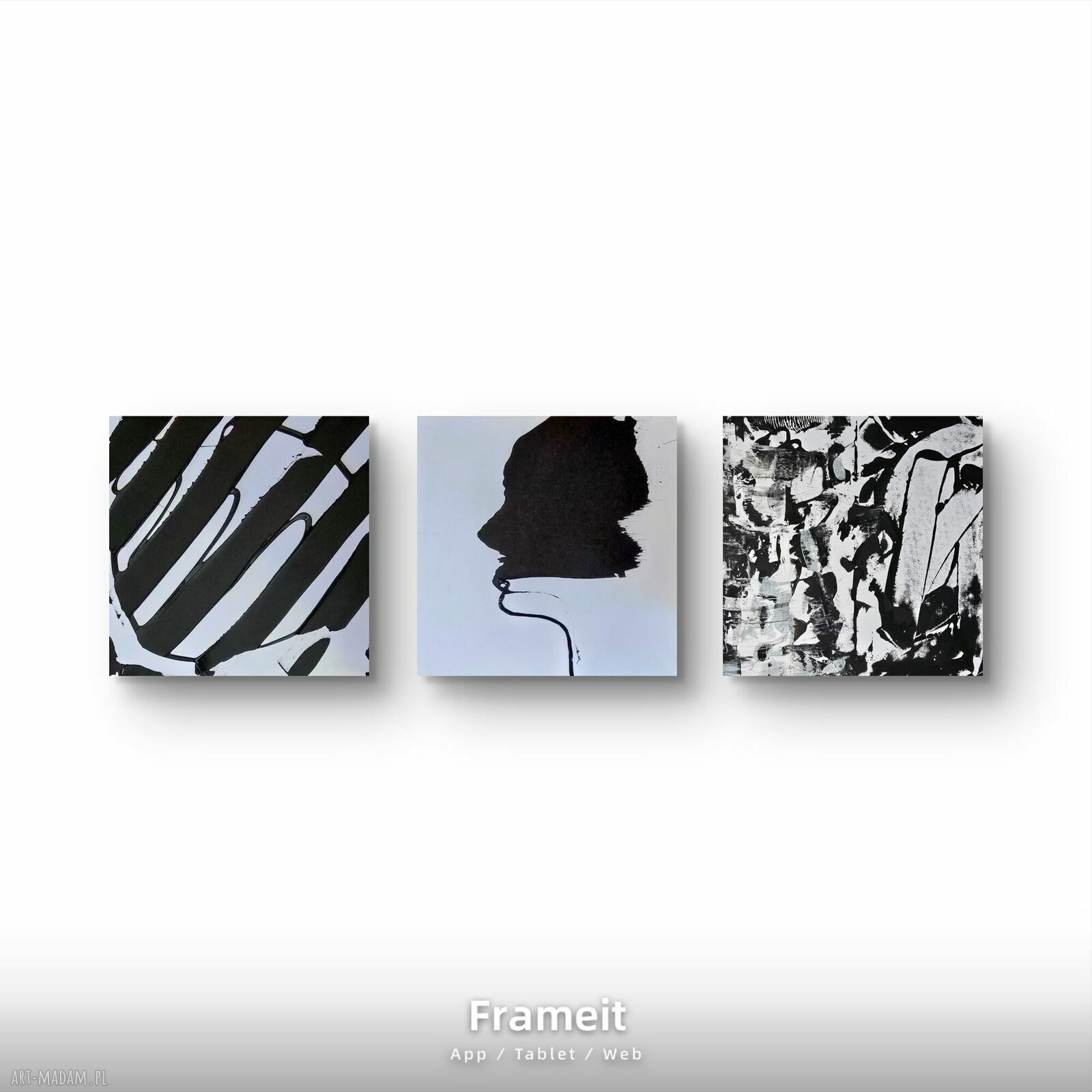 Kompozycja Black&white - obraz abstrakcyjny minimalizm 50x50 cm