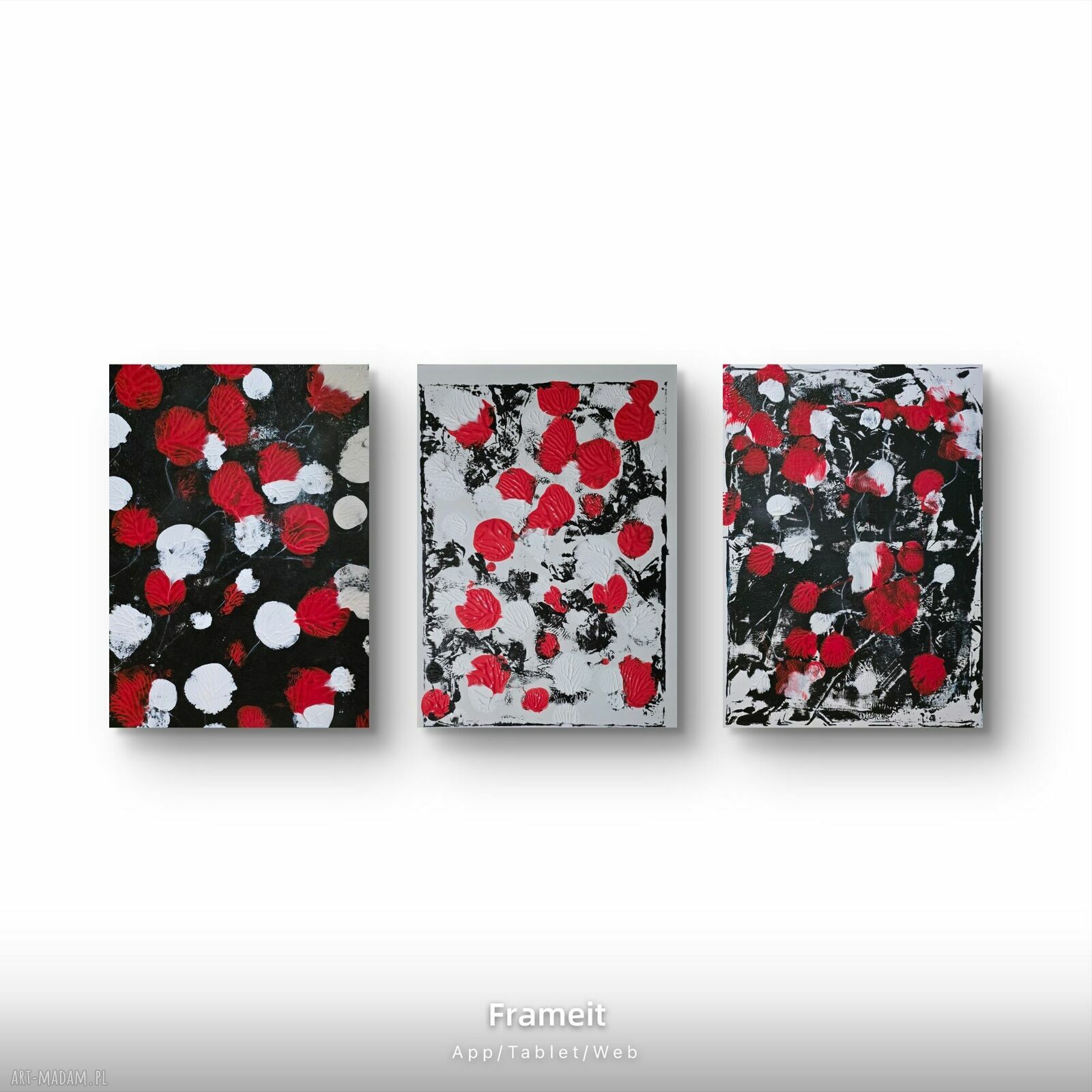 Abstrakcyjna kompozycja maków na płótnie 75x55x1 cm i 70x50x1 cm