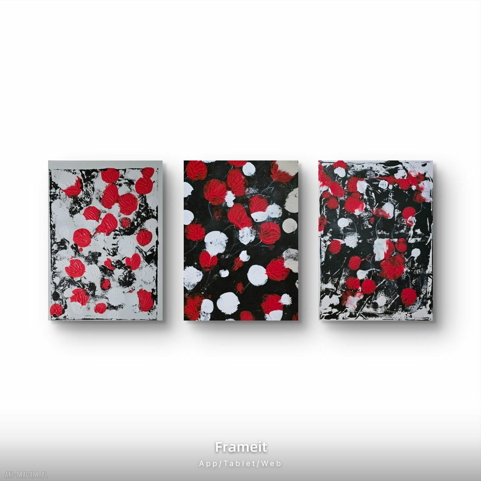 Abstrakcyjna kompozycja maków na płótnie 75x55x1 cm i 70x50x1 cm