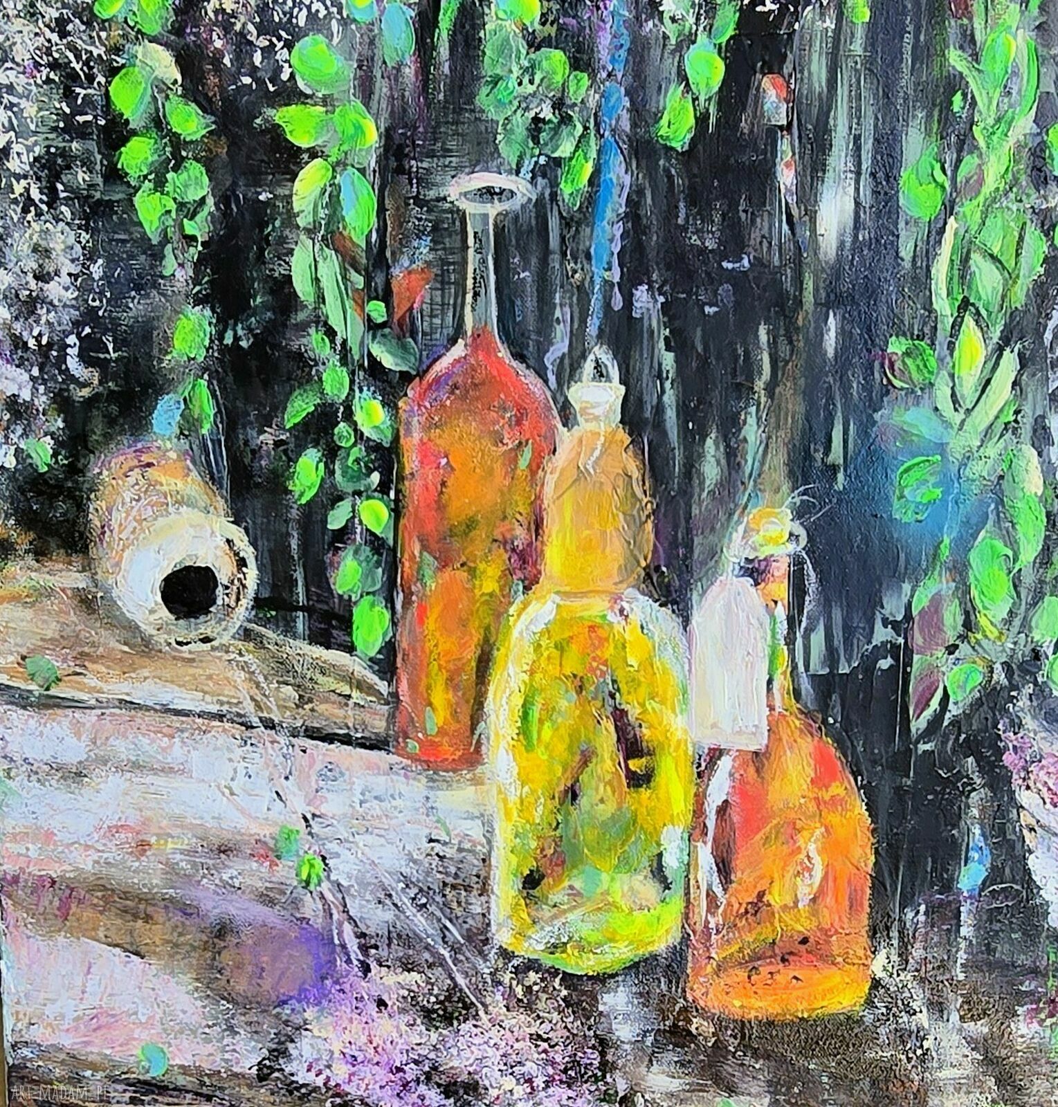 Kompozycja Nature - ręcznie malowany obraz akrylowy z motywem przyrody
