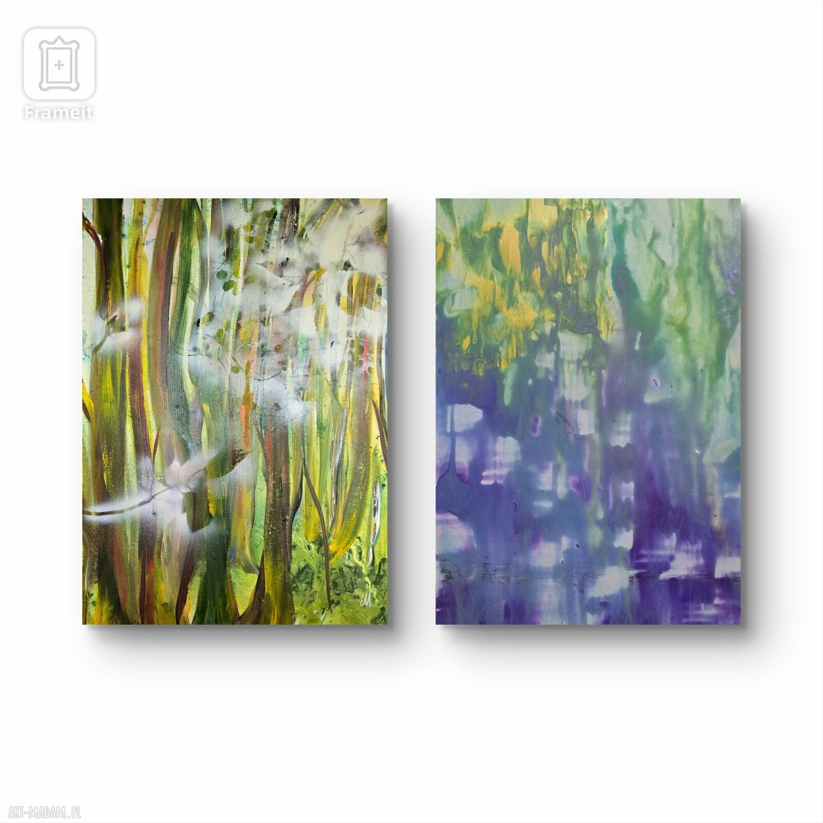 Kompozycja obrazów krajobrazowych 70x50x2 cm - ręcznie malowane akrylem na płótnie