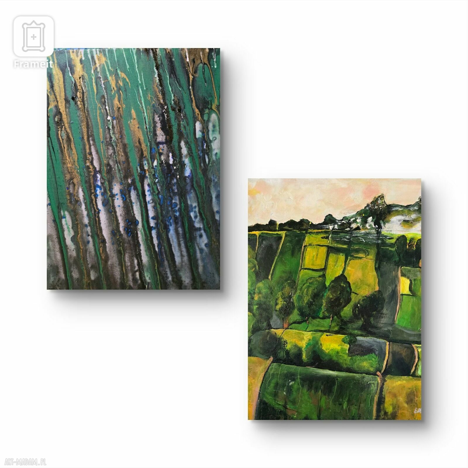 Kompozycja prac na płótnie Bieszczady - ręcznie malowany obraz akrylowy 50x40 cm
