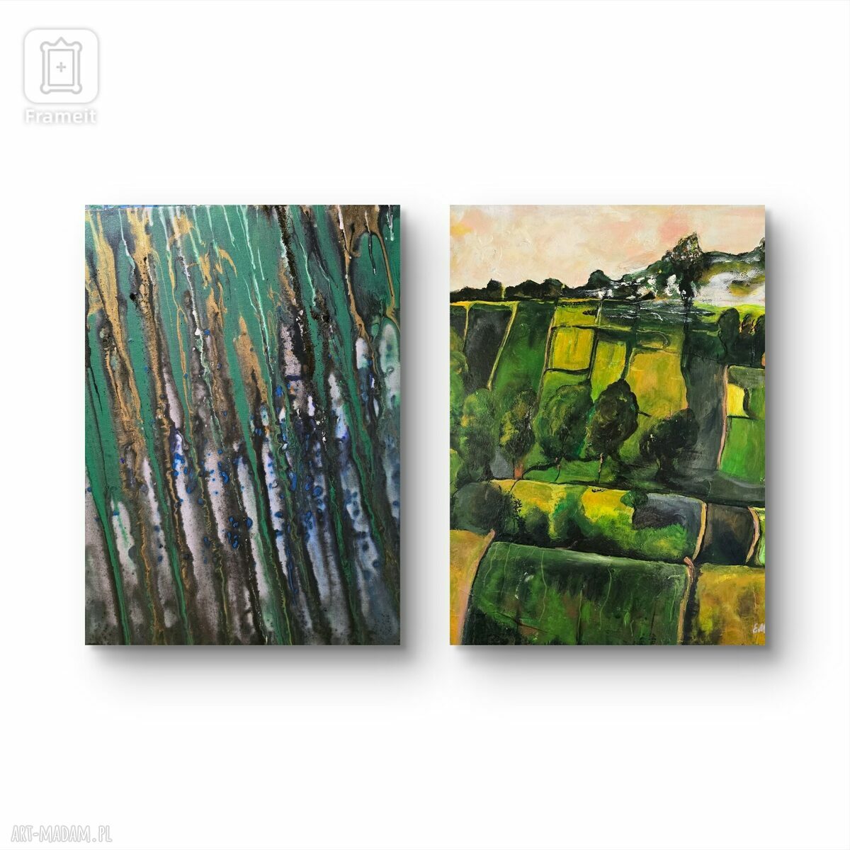 Kompozycja prac na płótnie Bieszczady - ręcznie malowany obraz akrylowy 50x40 cm