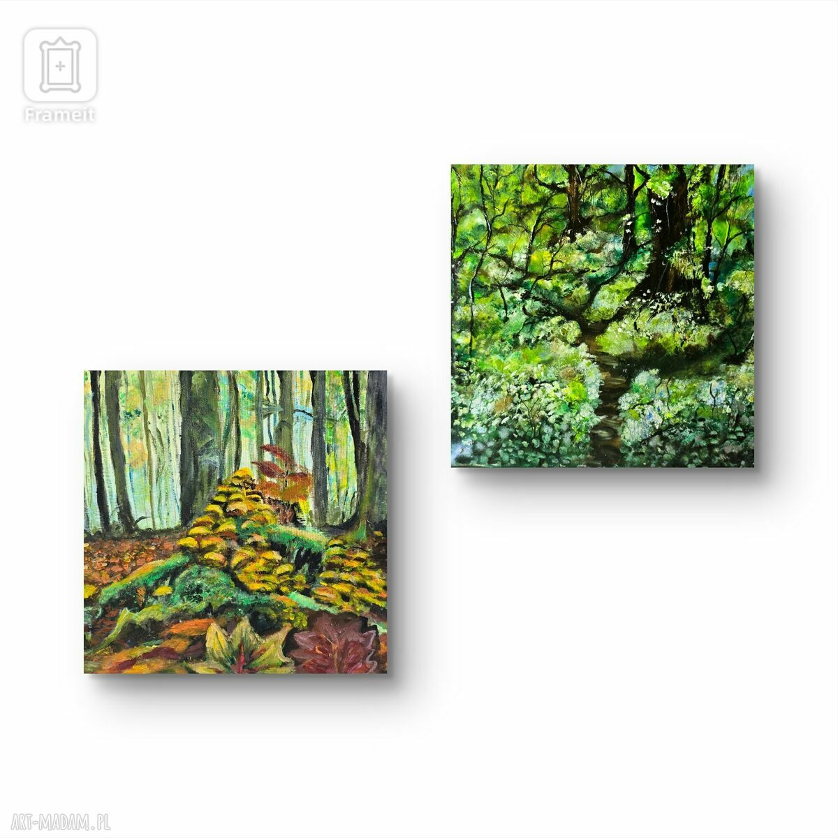 Leśna kompozycja huba - obraz akrylowy na płótnie 50x50 cm