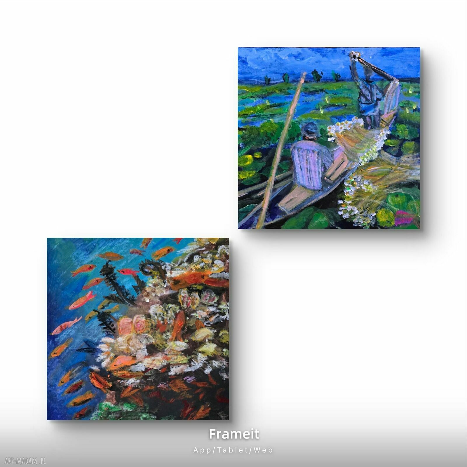 Kompozycja wodna - obraz akrylowy na płótnie 40x40
