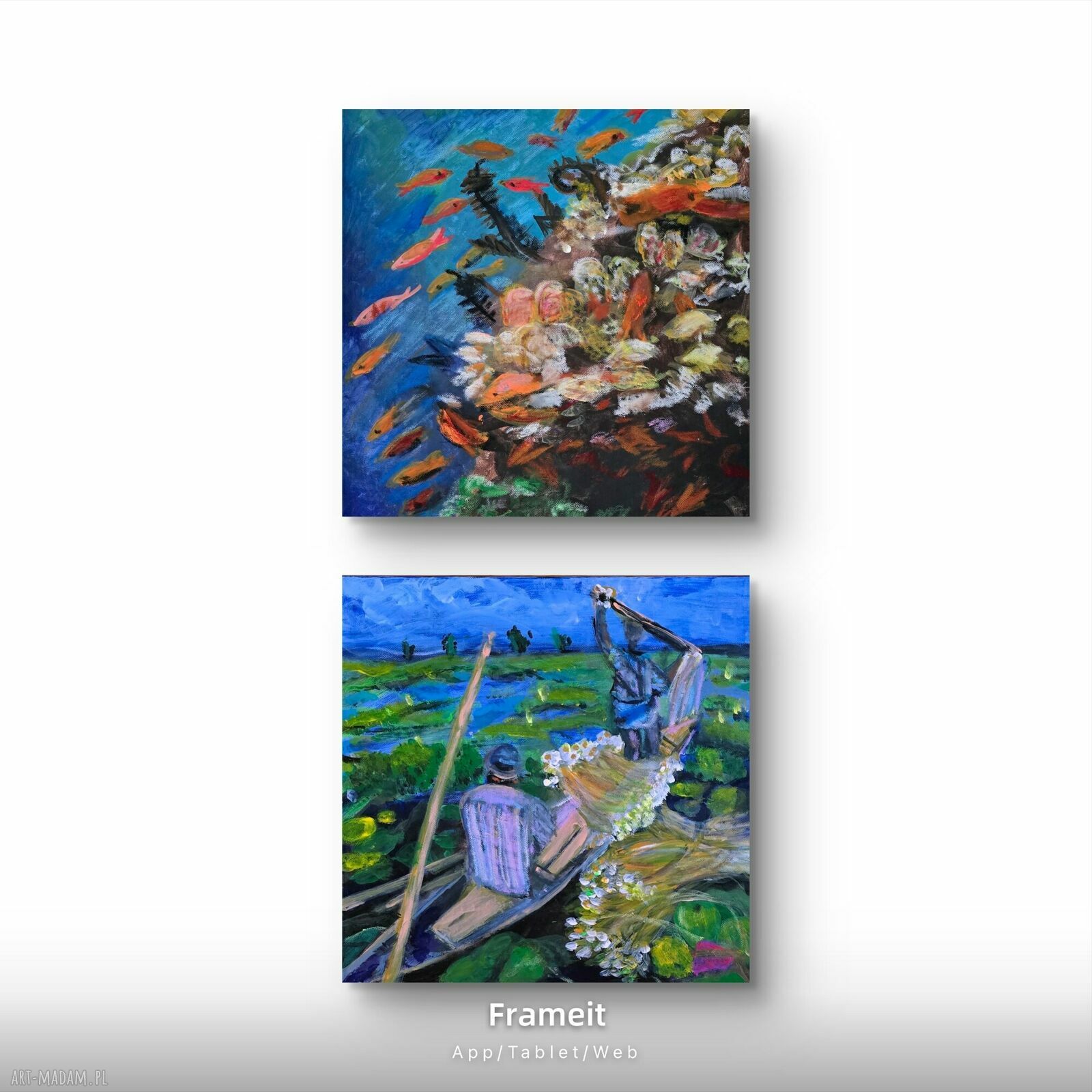 Kompozycja wodna - obraz akrylowy na płótnie 40x40