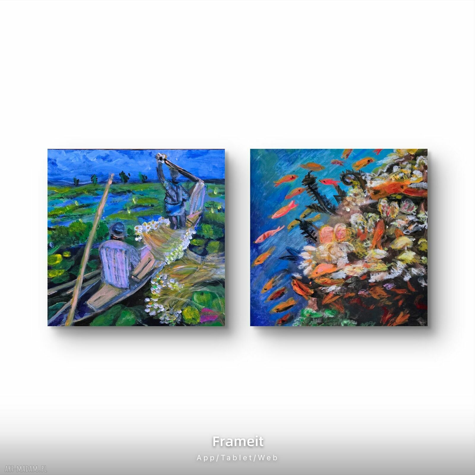 Kompozycja wodna - obraz akrylowy na płótnie 40x40