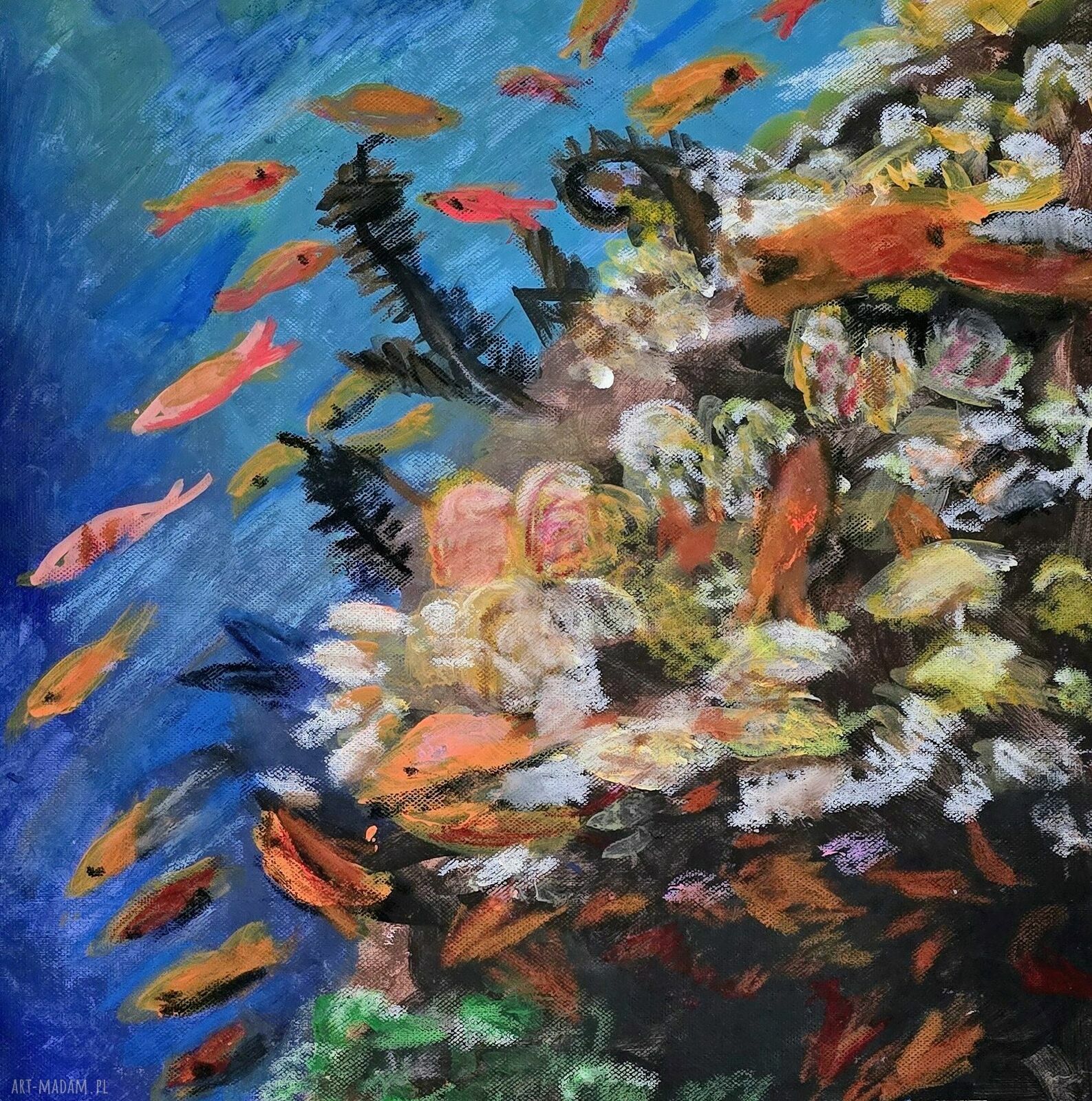 Kompozycja wodna - obraz akrylowy na płótnie 40x40
