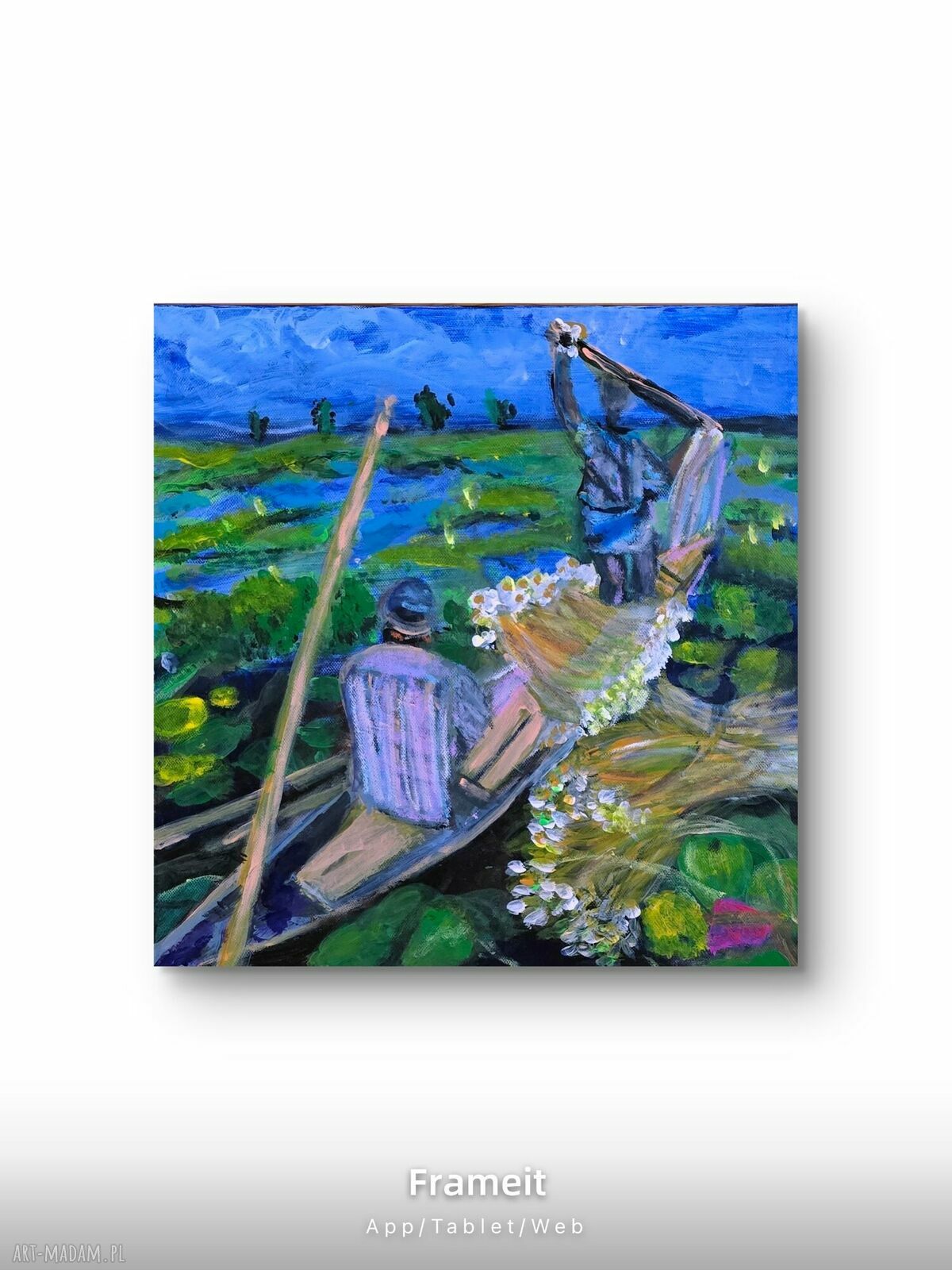 Kompozycja wodna - obraz akrylowy na płótnie 40x40