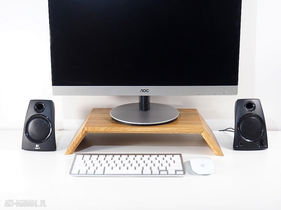 Drewniana podstawka pod monitor z dębu - ergonomiczny stojak