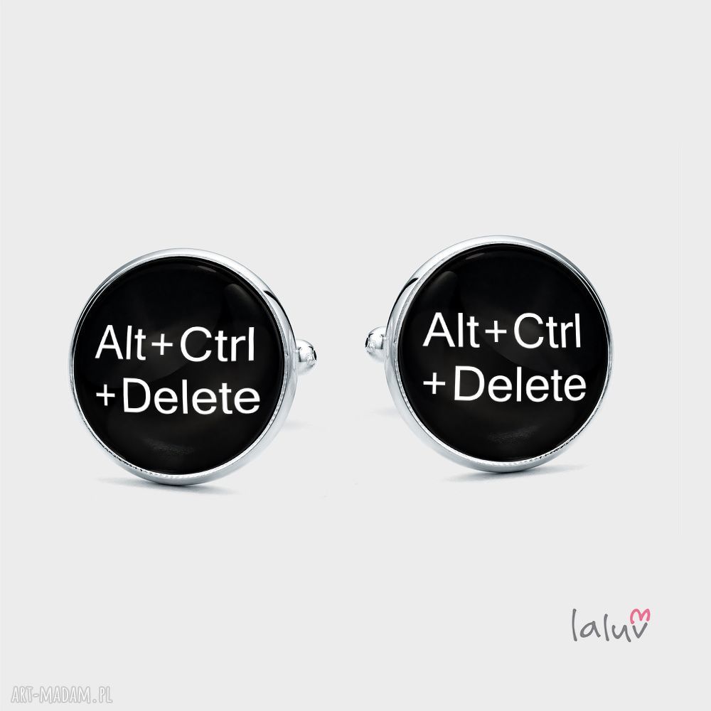 Spinki do mankietów CTRL ALT DELETE - ręcznie robione, srebrne