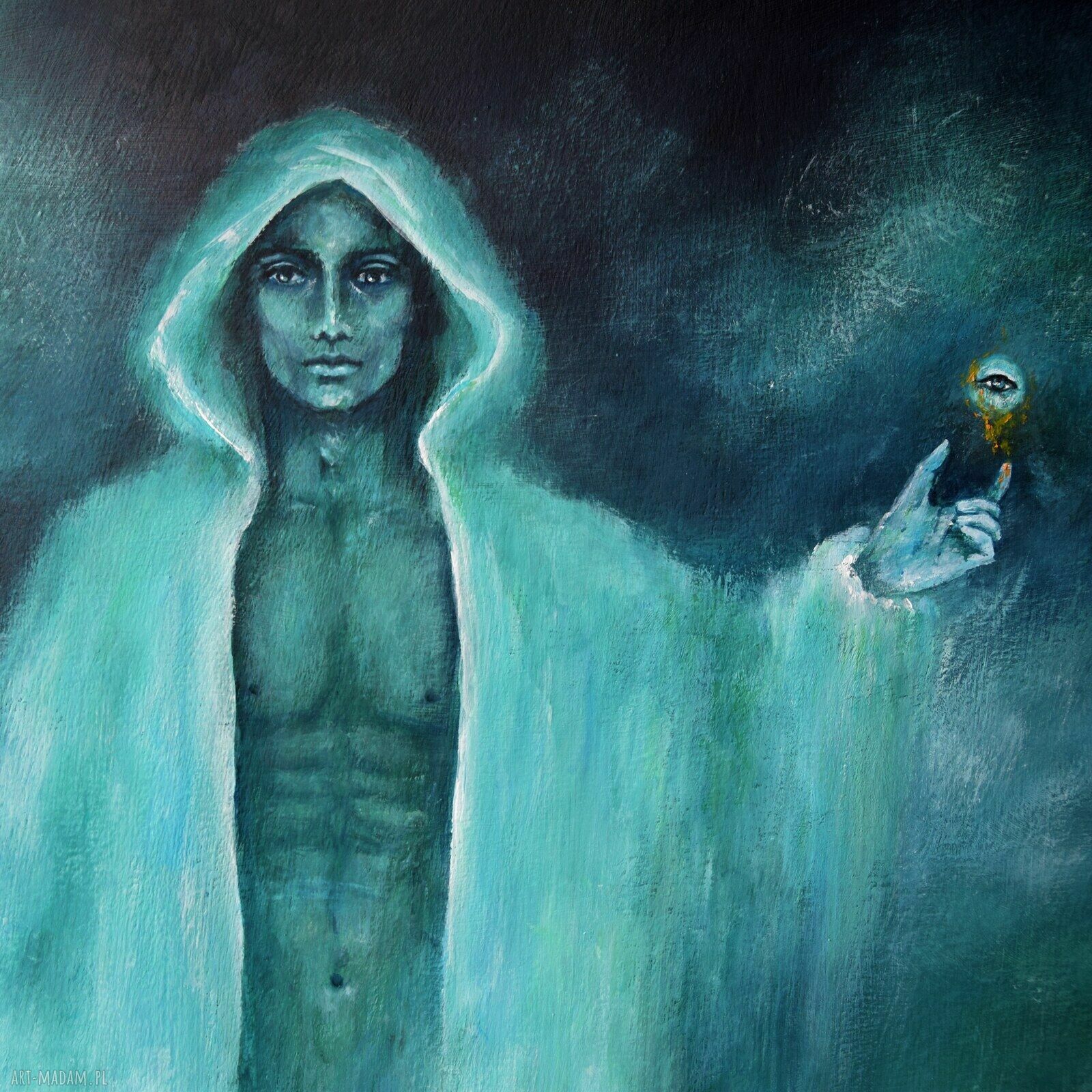 Komunia II - surrealizm w realizmie magicznym, ręcznie malowany obraz akrylowy 60x80 cm