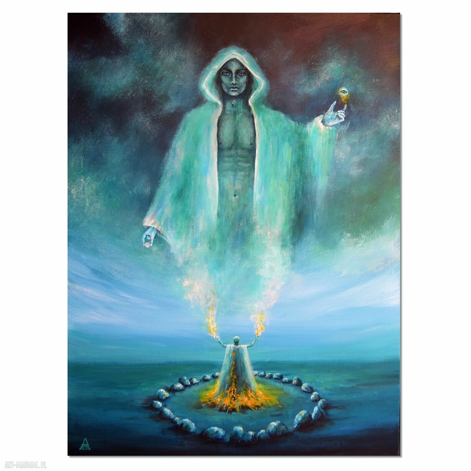 Komunia II - surrealizm w realizmie magicznym, ręcznie malowany obraz akrylowy 60x80 cm