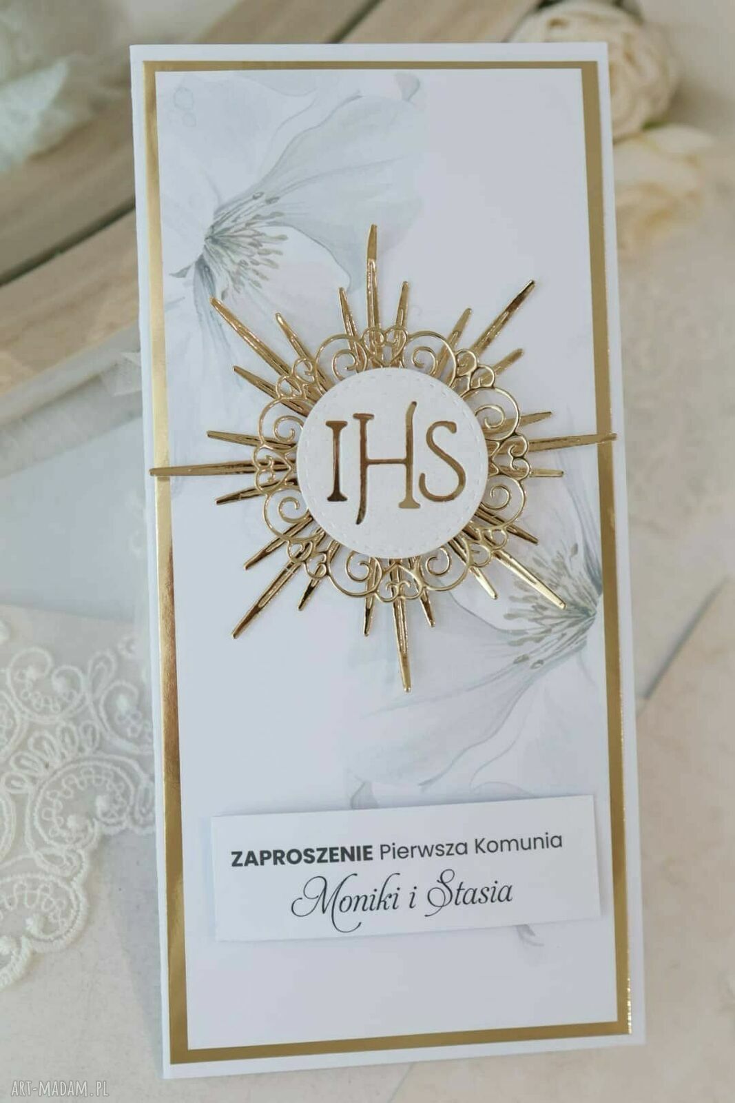 Zaproszenia komunijne dla chłopca i dziewczynki 5 szt.