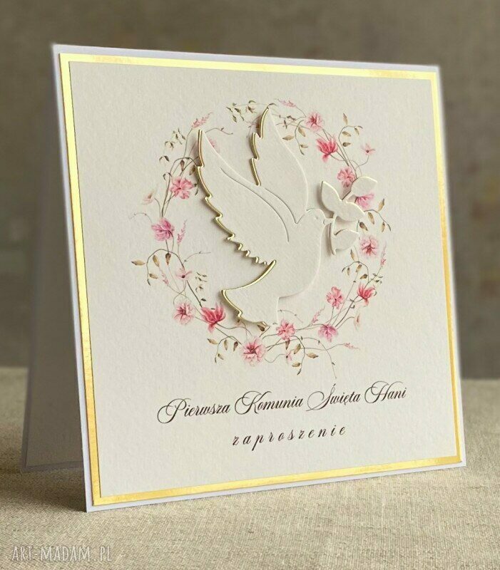 Eleganckie zaproszenia komunijne z personalizacją - wzór 58B
