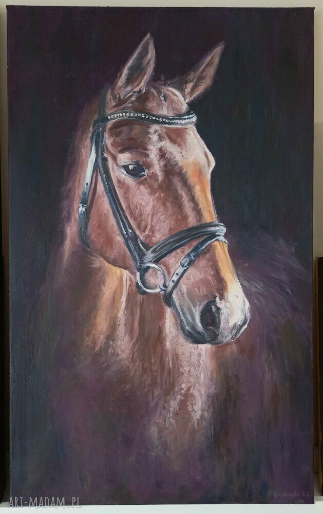 Koń 2 - autorski obraz olejny na płótnie 70x43 cm