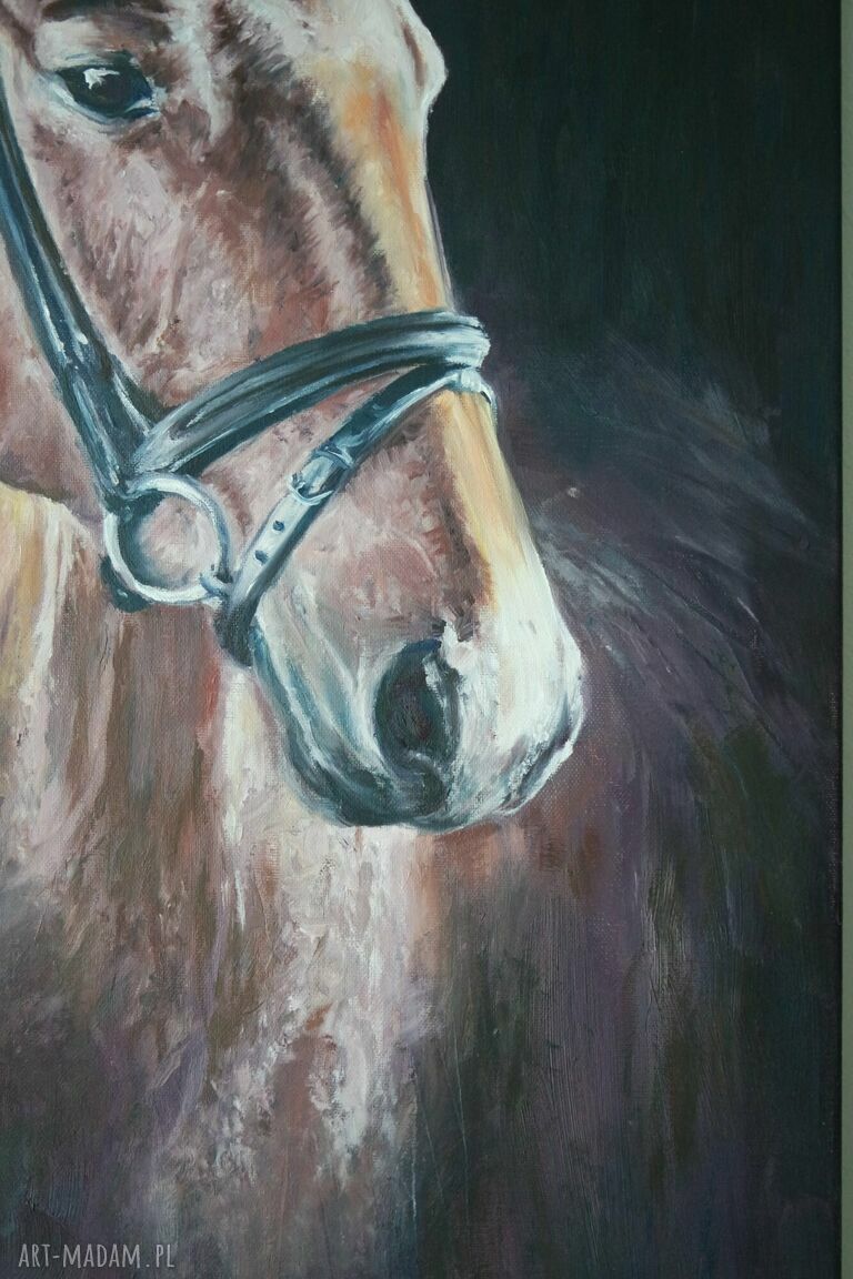 Koń 2 - autorski obraz olejny na płótnie 70x43 cm