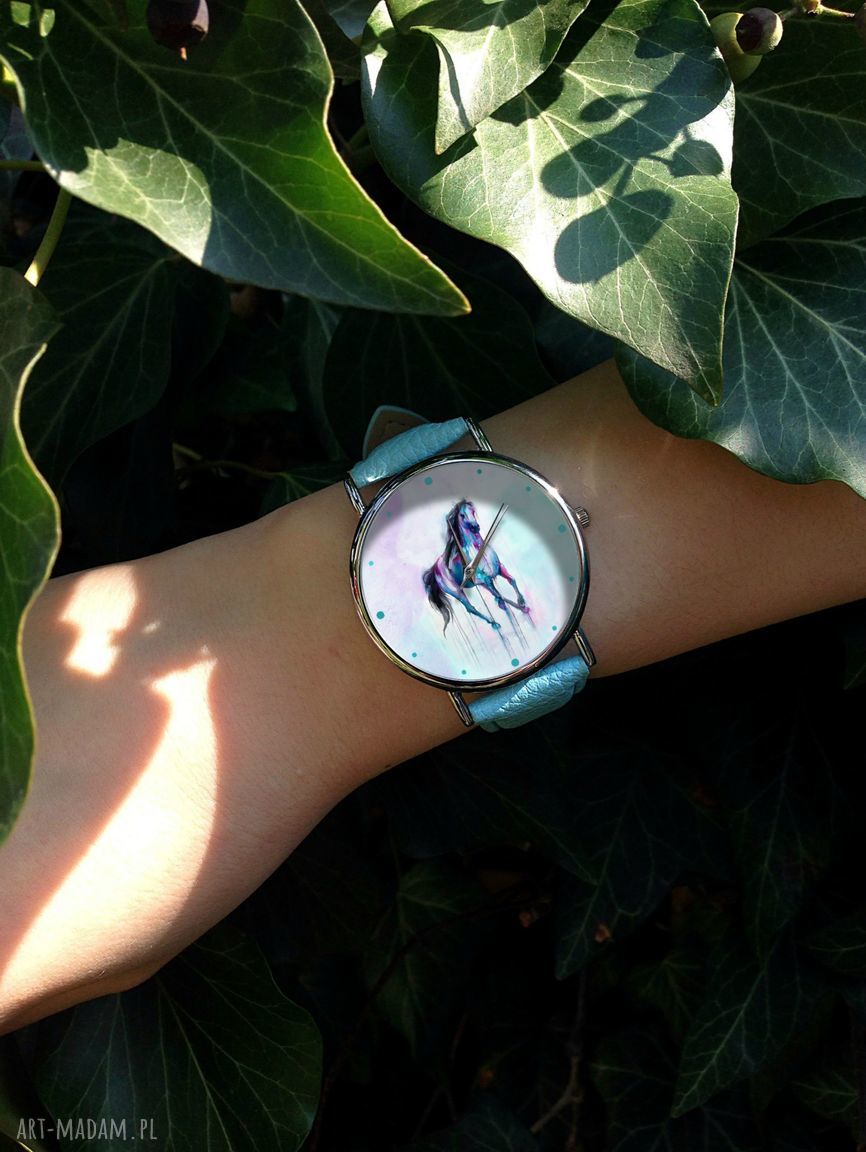 Koń - skórzany zegarek z dużą tarczą 36 mm