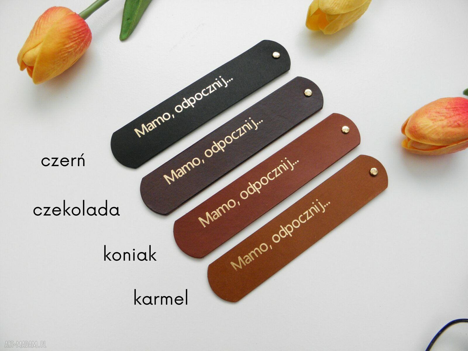 KONIAKOWA SKÓRZANA ZAKŁADKA DO KSIĄŻKI DLA MAMY "MAMO, ODPOCZNIJ.." | PREZENT NA DZIEŃ MATKI | PREZE