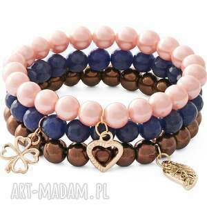 chocolate hematite navy blue jade &salmon pearl