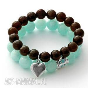 mint jade & brown agate set