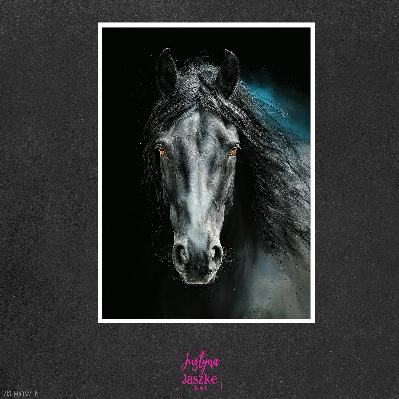 Konie portrety - zestaw 9 grafik 15x21 cm