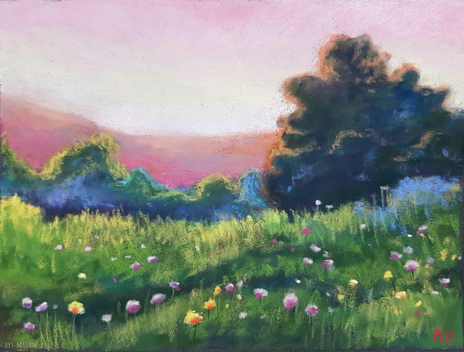 KONIEC LATA - pejzaż w formacie 18x24 cm (pastele suche)
