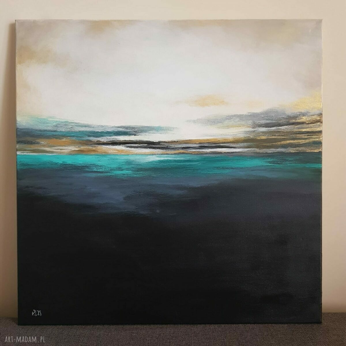 Kontrasty - ręcznie malowany obraz akrylowy abstrakcja 60x60 bez ramy