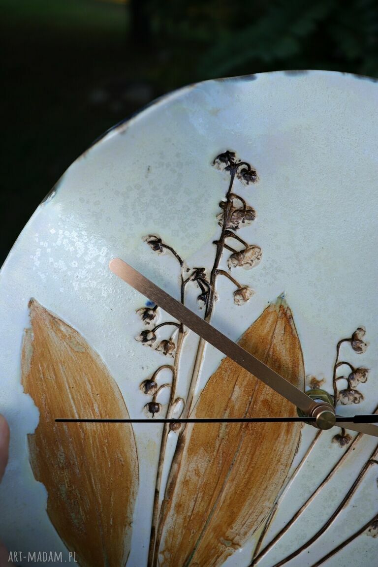 Zegar ceramiczny Konwalie na ścianę - 25 cm i cichy mechanizm