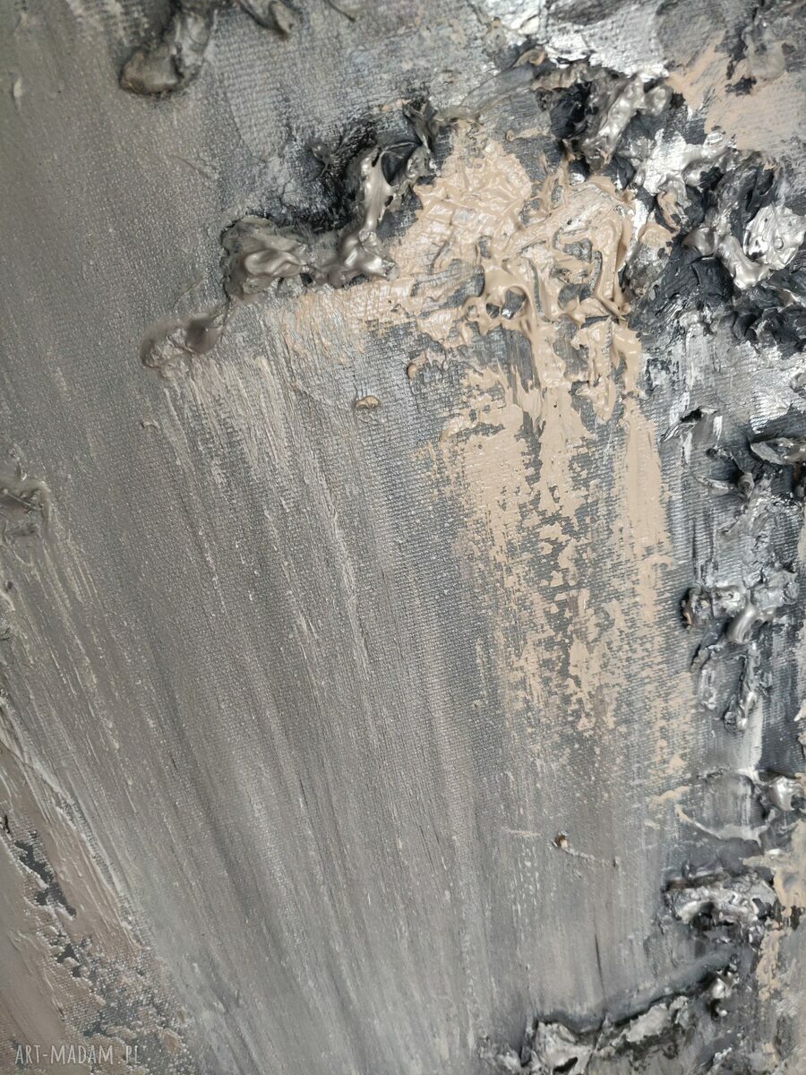 Kopalnia Srebra - obraz ze srebrem i fakturą 3D do salonu (80x80 cm)