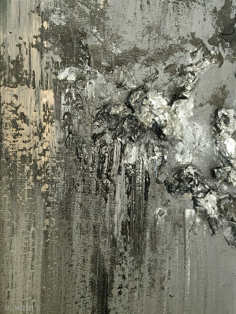 Kopalnia Srebra - obraz ze srebrem i fakturą 3D do salonu (80x80 cm)