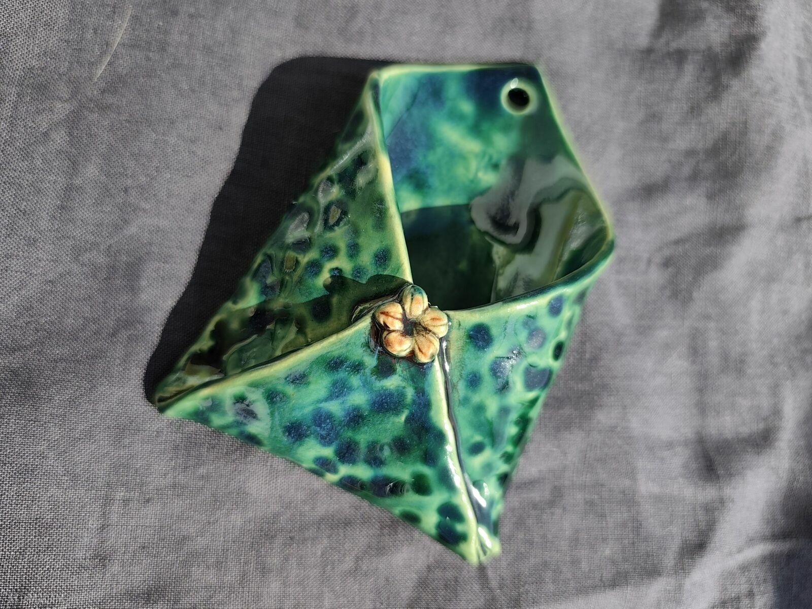 Ceramiczna koperta na drobiazgi - zielona zawieszka