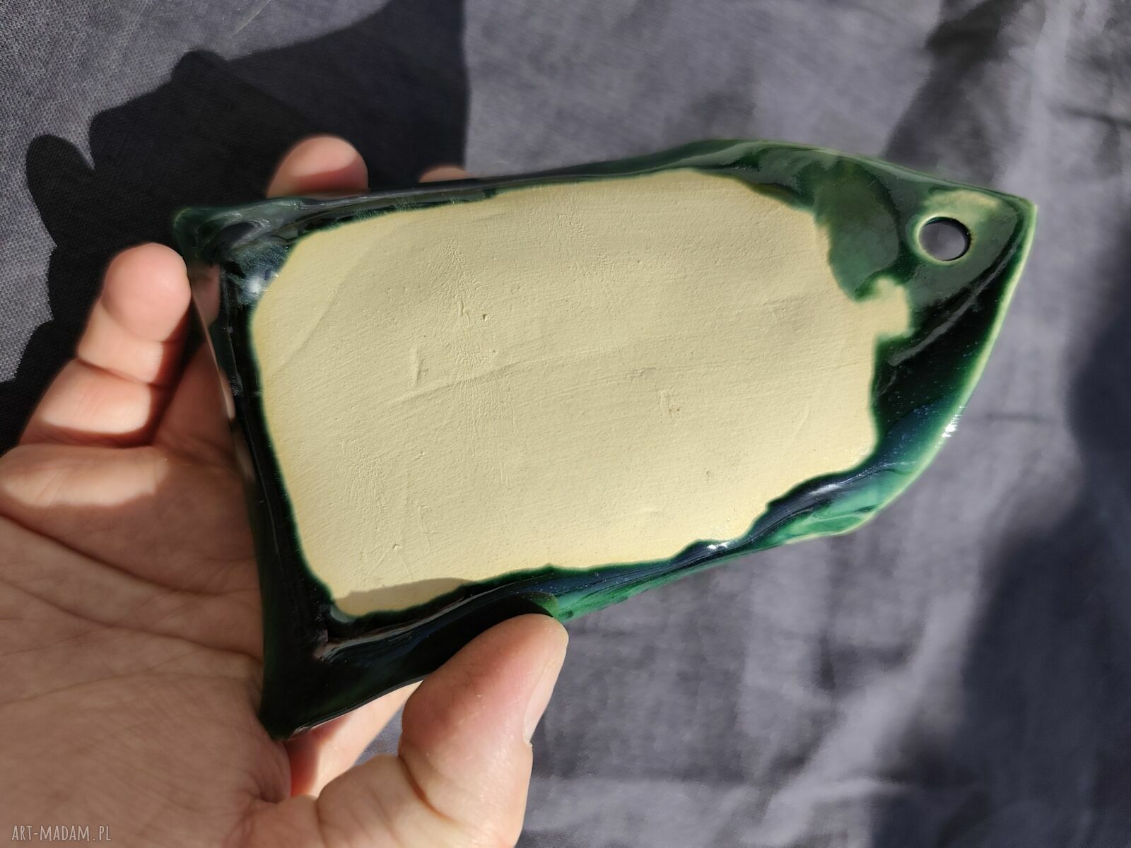 Ceramiczna koperta na drobiazgi - zielona zawieszka