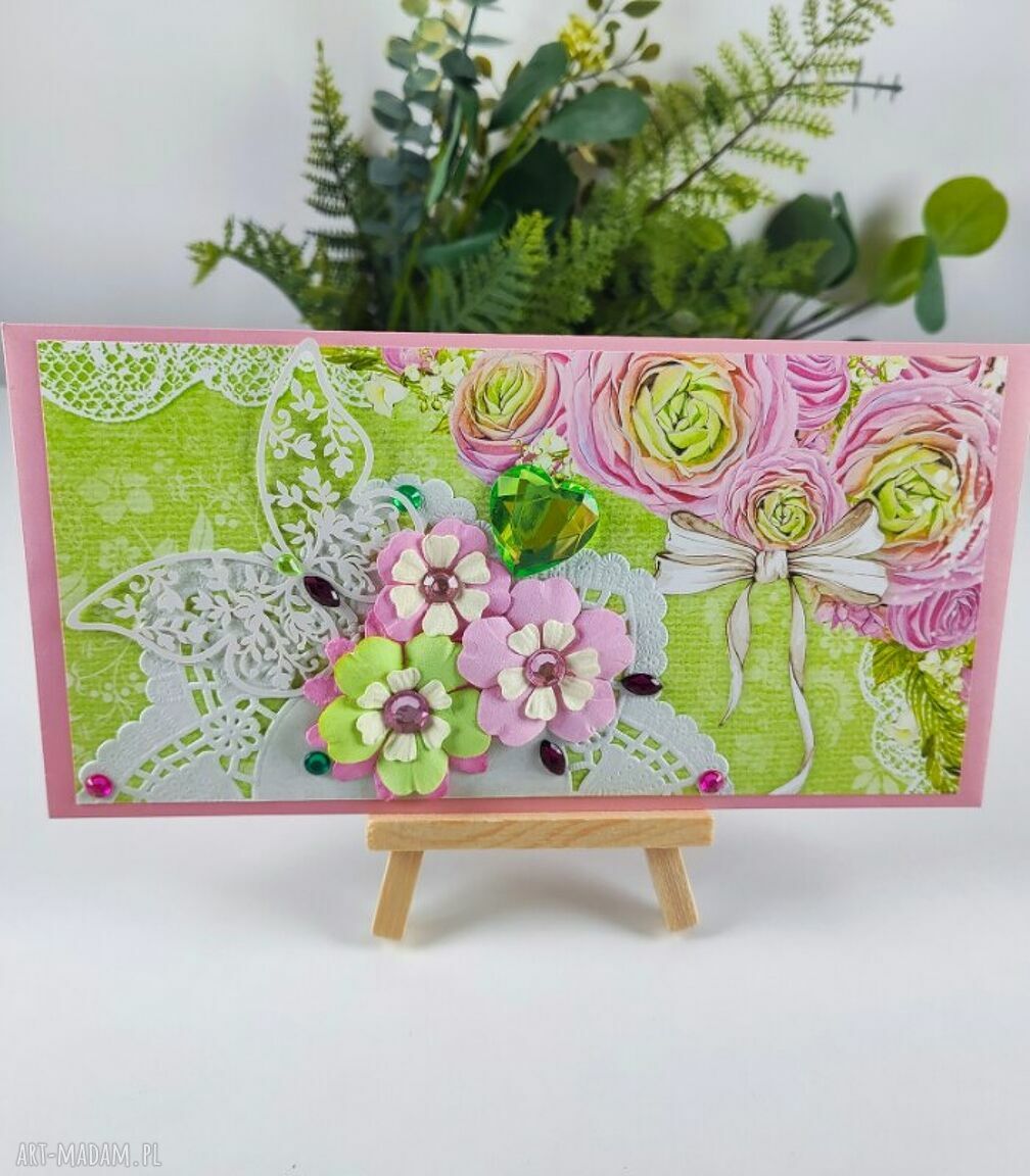 Koperta ślubna na pieniądze 22 x 11 cm - ozdobny prezent dla Młodej Pary