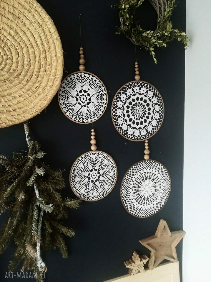 Zestaw 4 łapaczy snów handmade dekoracja do pokoju