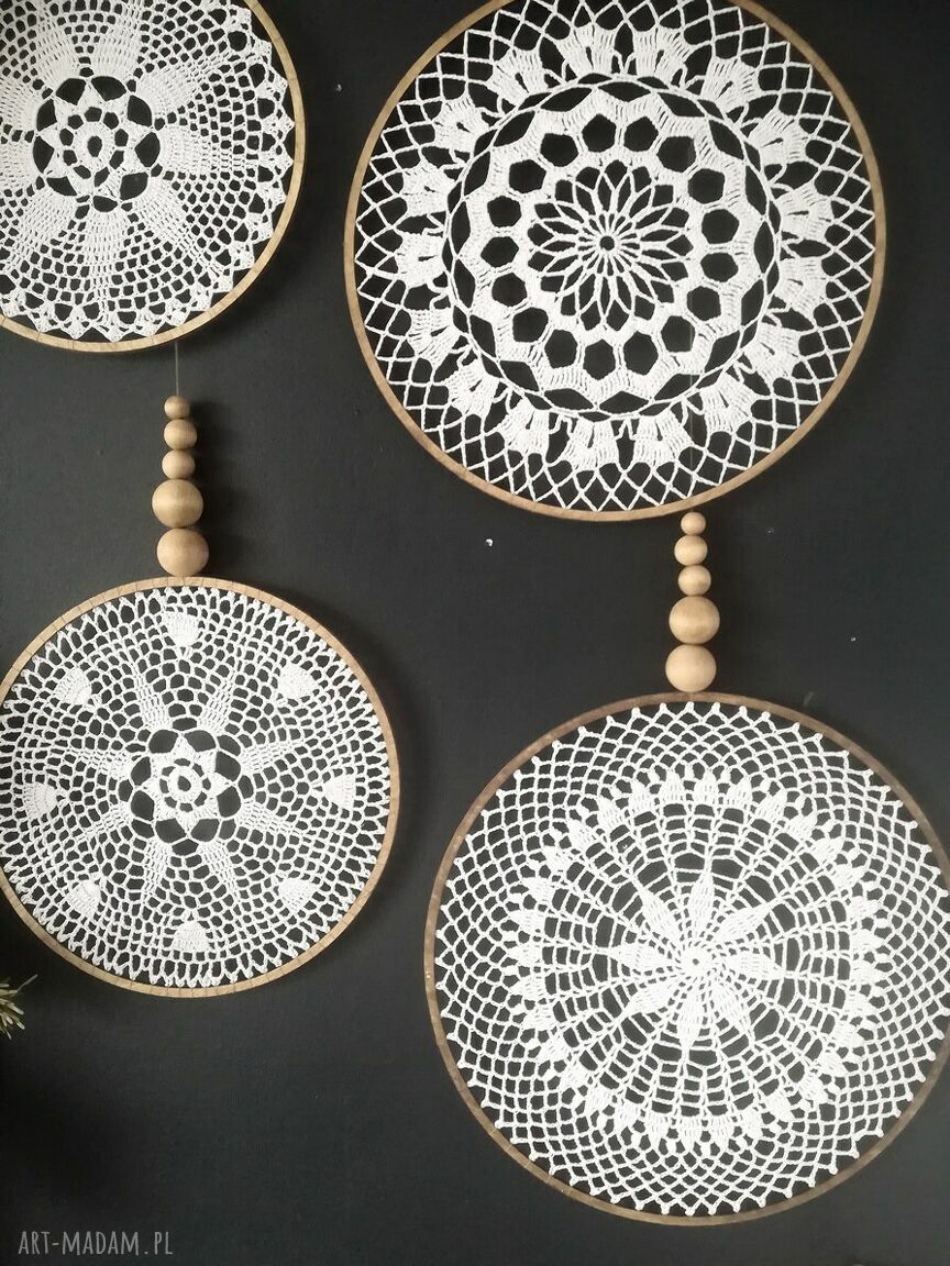 Zestaw 4 łapaczy snów handmade - dekoracja do pokoju