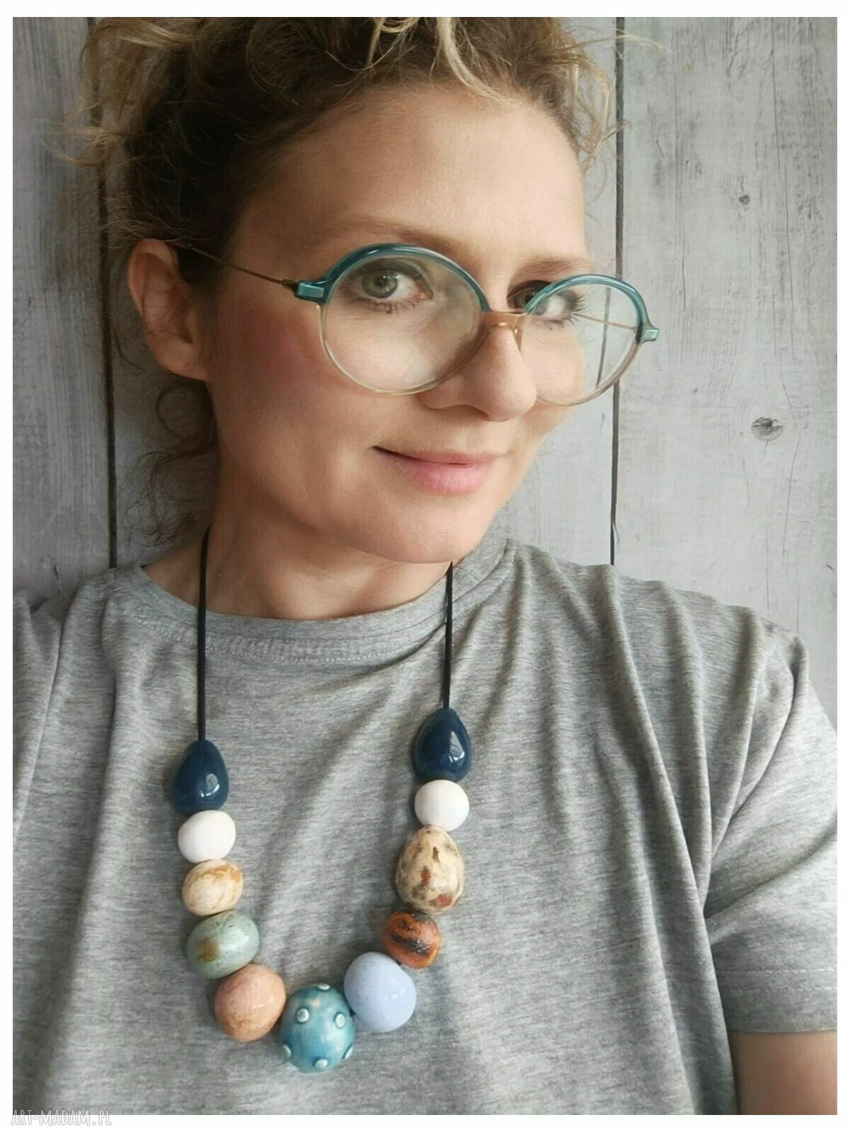 Korale w stylu boho z ceramiki - Wylęgarnia Pomysłów - unikatowa biżuteria