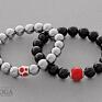 ręcznie zrobione bransoletki black, red jade & silver hematite set