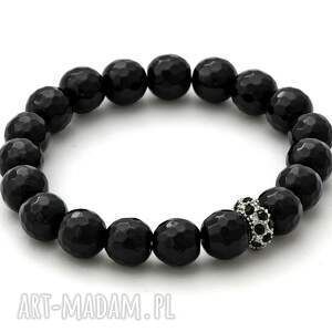 onyx with jet crystal bead - srebrne bransoletki