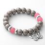 bransoletki jadeit pink jade & gray pearl set with