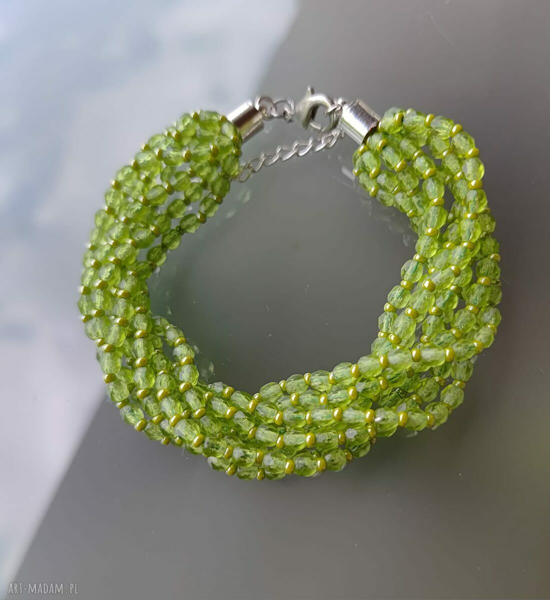 Bransoletka Kiwi z koralików Fire - 22 cm, zapięcie ze stali nierdzewnej