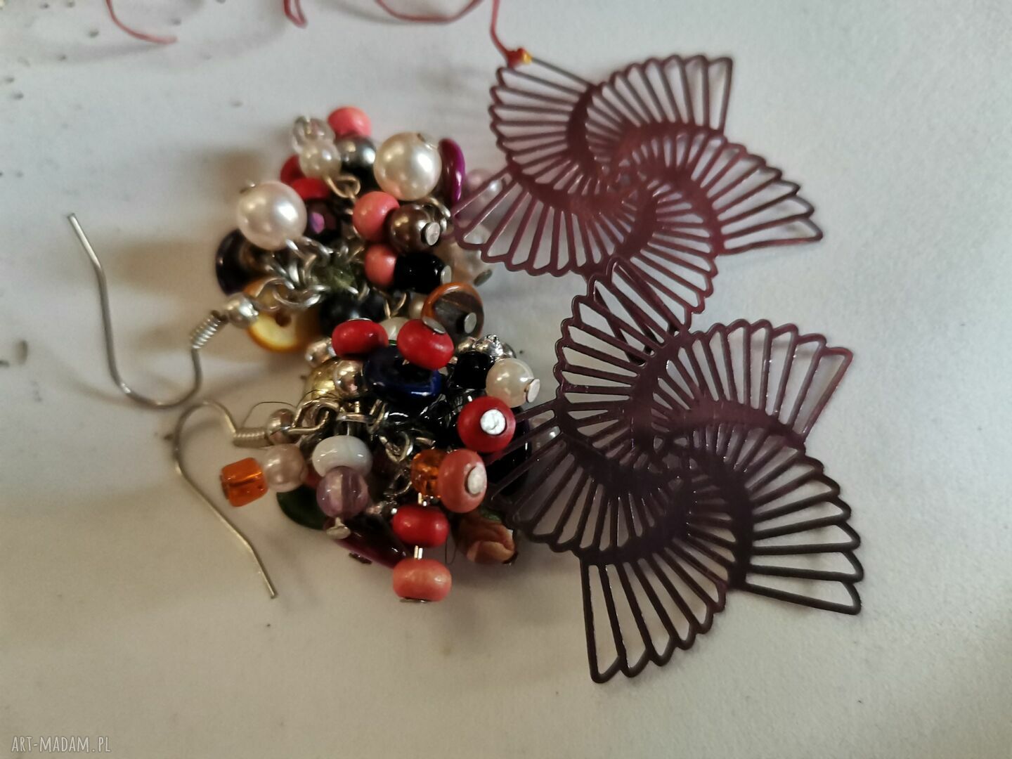 Kolczyki długie koralikowe Boho Frida z frędzlami etno