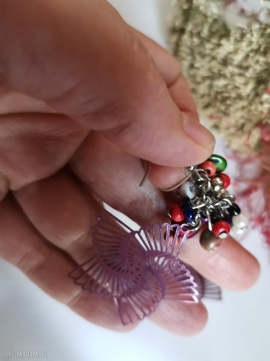 Kolczyki długie koralikowe Boho Frida z frędzlami etno