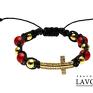 hand made bransoletki golden cross in red