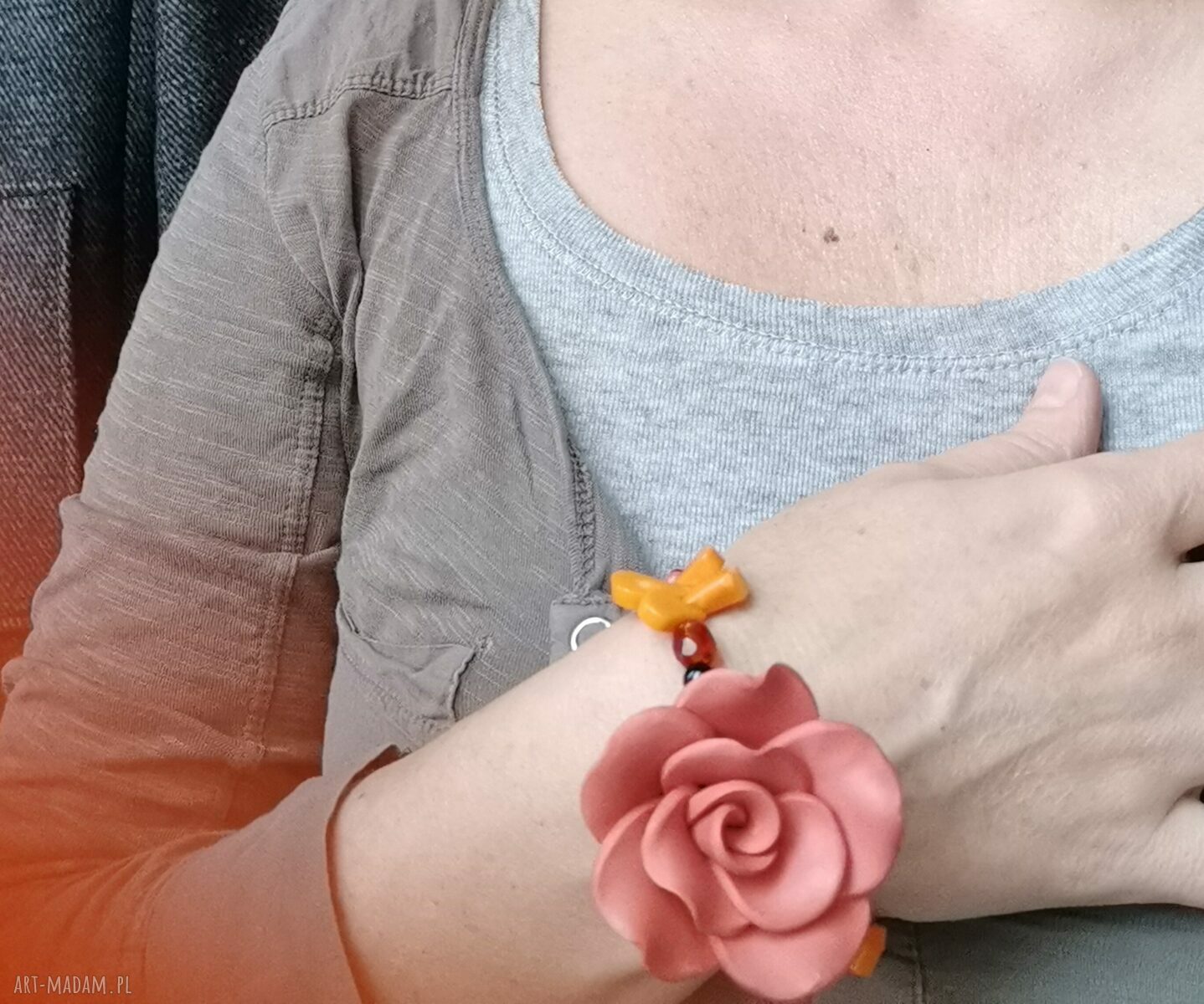 Bransoletka koralikowa BOHO - duża, rozmiar uniwersalny