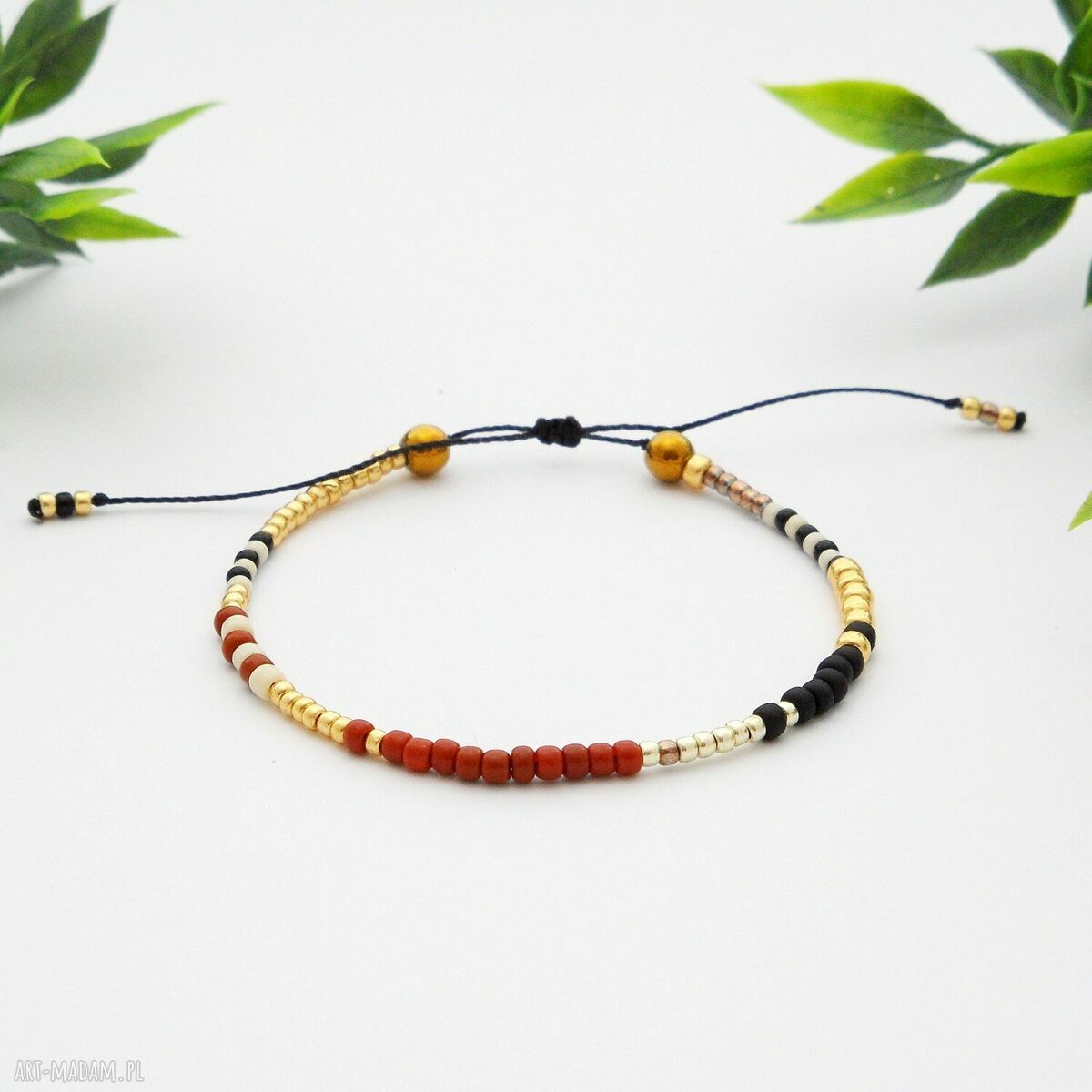 Bransoletka koralikowa Minimal Hematite - Light Red i Gold