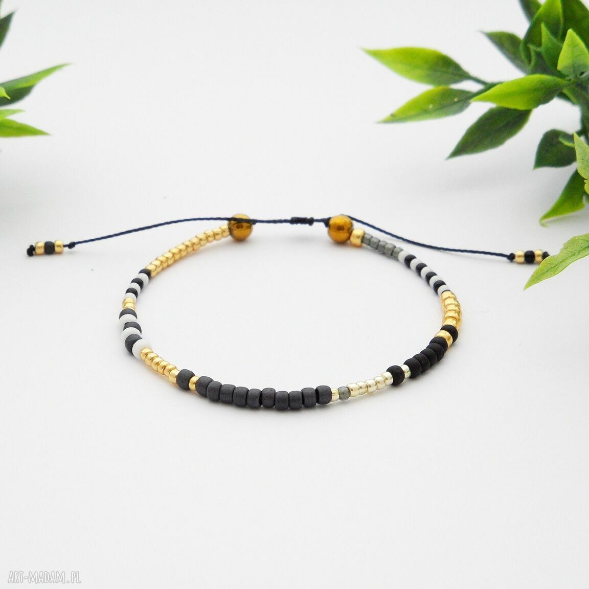 Bransoletka koralikowa Minimal Hematite - szaro-złota